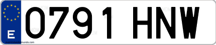 Ejemplo de matrícula de coche ordinaria 0791 HNW