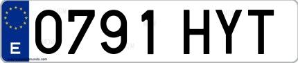 Ejemplo de matrícula española 0791 HYT