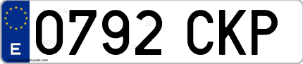 Ejemplo de matrícula de coche ordinaria 0792 CKP