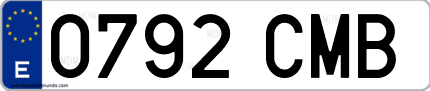 Ejemplo de matrícula de coche ordinaria 0792 CMB