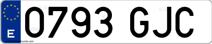 Ejemplo de matrícula de coche ordinaria 0793 GJC
