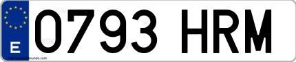 Ejemplo de matrícula española 0793 HRM