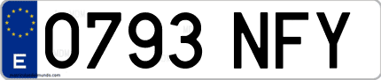 Ejemplo de matrícula de coche ordinaria 0793 NFY