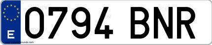 Ejemplo de matrícula española 0794 BNR