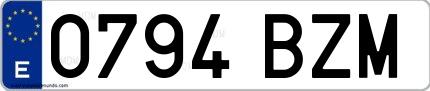 Ejemplo de matrícula española 0794 BZM
