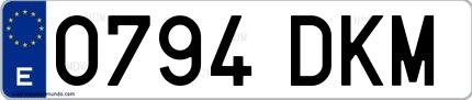 Ejemplo de matrícula española 0794 DKM