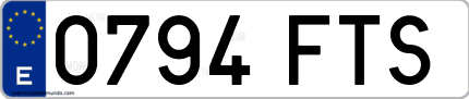Ejemplo de matrícula de coche ordinaria 0794 FTS