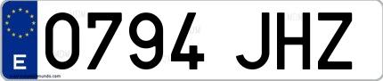 Ejemplo de matrícula española 0794 JHZ