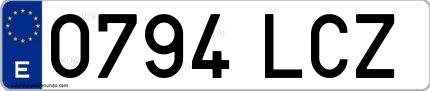 Ejemplo de matrícula española 0794 LCZ