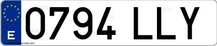 Ejemplo de matrícula española 0794 LLY