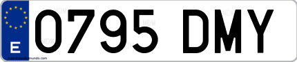 Ejemplo de matrícula de coche ordinaria 0795 DMY