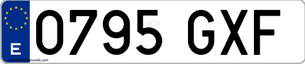 Ejemplo de matrícula de coche ordinaria 0795 GXF