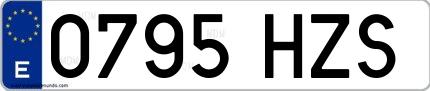 Ejemplo de matrícula española 0795 HZS
