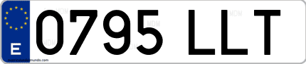 Ejemplo de matrícula de coche ordinaria 0795 LLT
