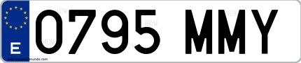 Ejemplo de matrícula española 0795 MMY