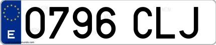 Ejemplo de matrícula española 0796 CLJ