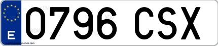 Ejemplo de matrícula española 0796 CSX