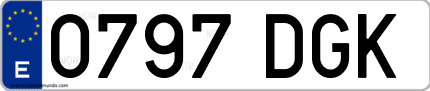 Ejemplo de matrícula de coche ordinaria 0797 DGK