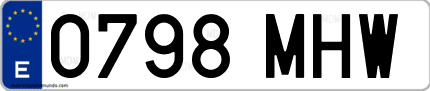 Ejemplo de matrícula de coche ordinaria 0798 MHW