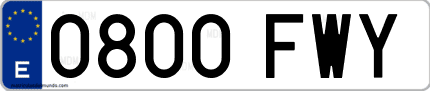 Ejemplo de matrícula de coche ordinaria 0800 FWY
