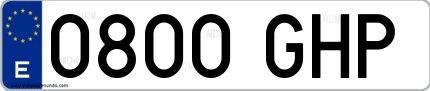 Ejemplo de matrícula española 0800 GHP