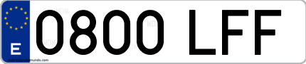 Ejemplo de matrícula de coche ordinaria 0800 LFF