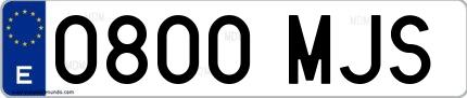 Ejemplo de matrícula española 0800 MJS