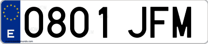 Ejemplo de matrícula de coche ordinaria 0801 JFM
