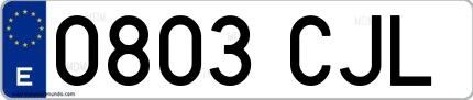 Ejemplo de matrícula española 0803 CJL