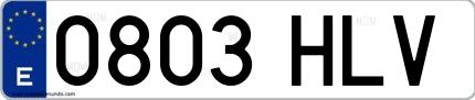 Ejemplo de matrícula española 0803 HLV