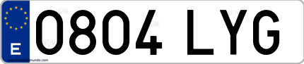 Ejemplo de matrícula de coche ordinaria 0804 LYG