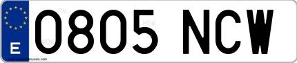 Ejemplo de matrícula española 0805 NCW