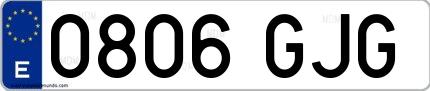Ejemplo de matrícula española 0806 GJG