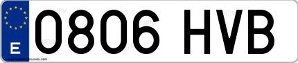 Ejemplo de matrícula española 0806 HVB