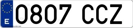 Ejemplo de matrícula española 0807 CCZ