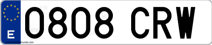 Ejemplo de matrícula de coche ordinaria 0808 CRW