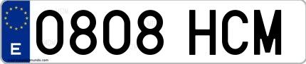 Ejemplo de matrícula española 0808 HCM