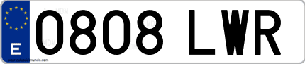 Ejemplo de matrícula de coche ordinaria 0808 LWR