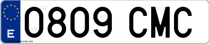 Ejemplo de matrícula de coche ordinaria 0809 CMC