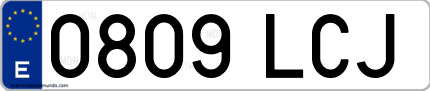 Ejemplo de matrícula de coche ordinaria 0809 LCJ
