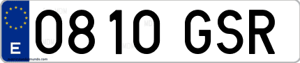 Ejemplo de matrícula de coche ordinaria 0810 GSR