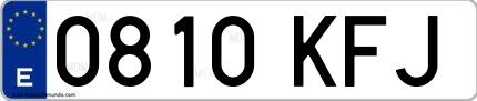 Ejemplo de matrícula española 0810 KFJ