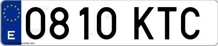 Ejemplo de matrícula española 0810 KTC