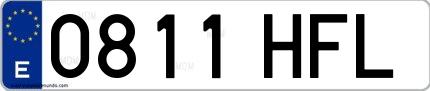 Ejemplo de matrícula española 0811 HFL