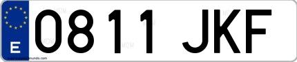 Ejemplo de matrícula española 0811 JKF