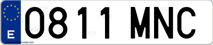 Ejemplo de matrícula de coche ordinaria 0811 MNC