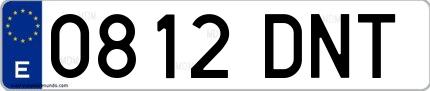 Ejemplo de matrícula española 0812 DNT