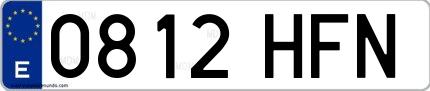 Ejemplo de matrícula española 0812 HFN