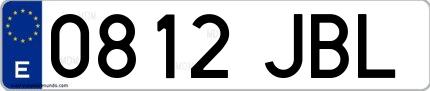 Ejemplo de matrícula española 0812 JBL