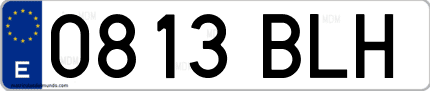 Ejemplo de matrícula de coche ordinaria 0813 BLH
